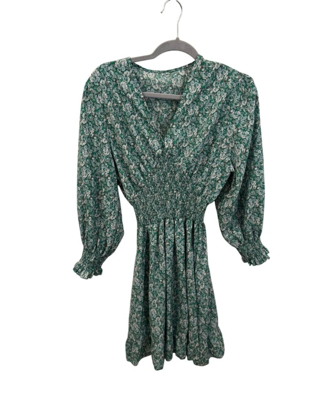 Boutique green with blue and white flowers sundress size xl